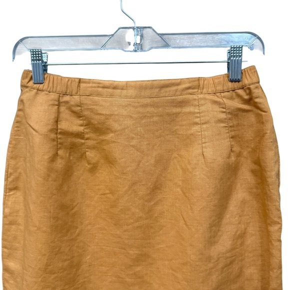 80s Maurada Linen Blend Suit Set Size 8 Embroidered Sequin Blazer Skirt Gold - Picture 6 of 9